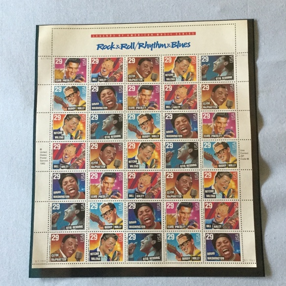 Stamps Collectible USPS Office Vintage Music Stamps Rock Roll Music Legends 29 Full